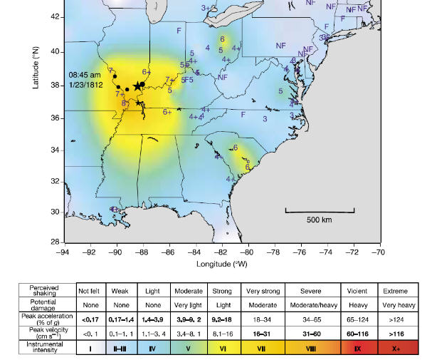 Felt map Jan 1812 earthquake New Madrid: USGS