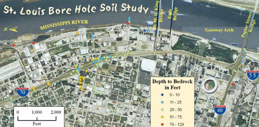 mo dnr st. louis downtown boreholes bedrock