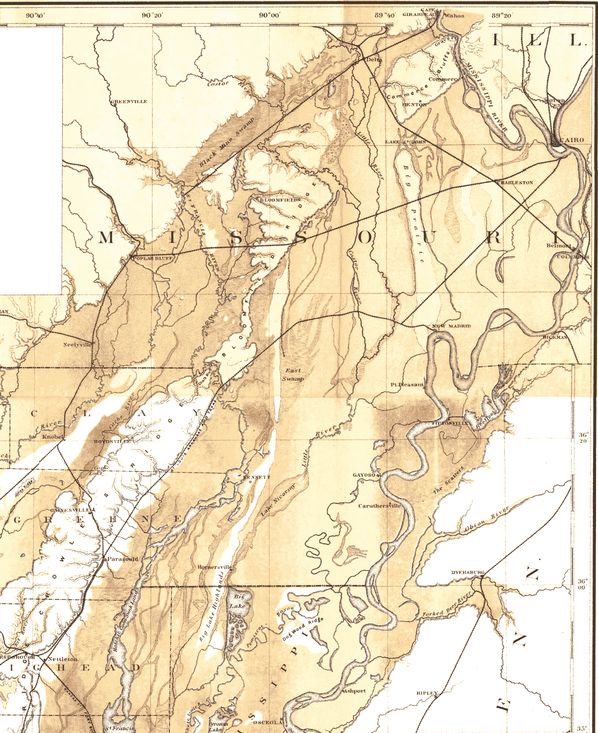 Crowley's Ridge Arkansas 1889 topo map